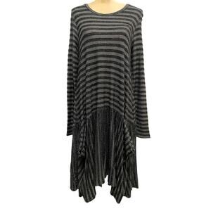 Asymmetrical Black Striped Dress